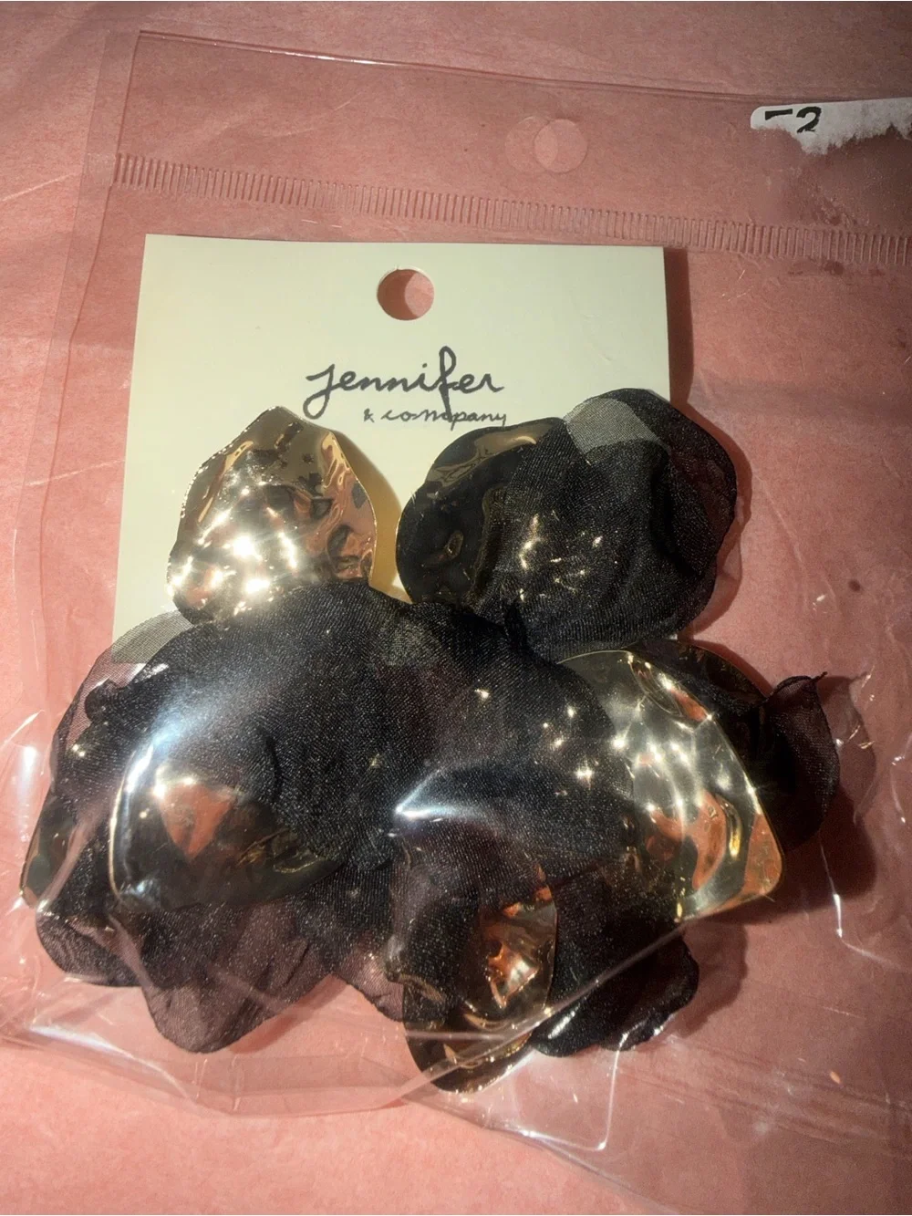 Black and Gold Floral earrings